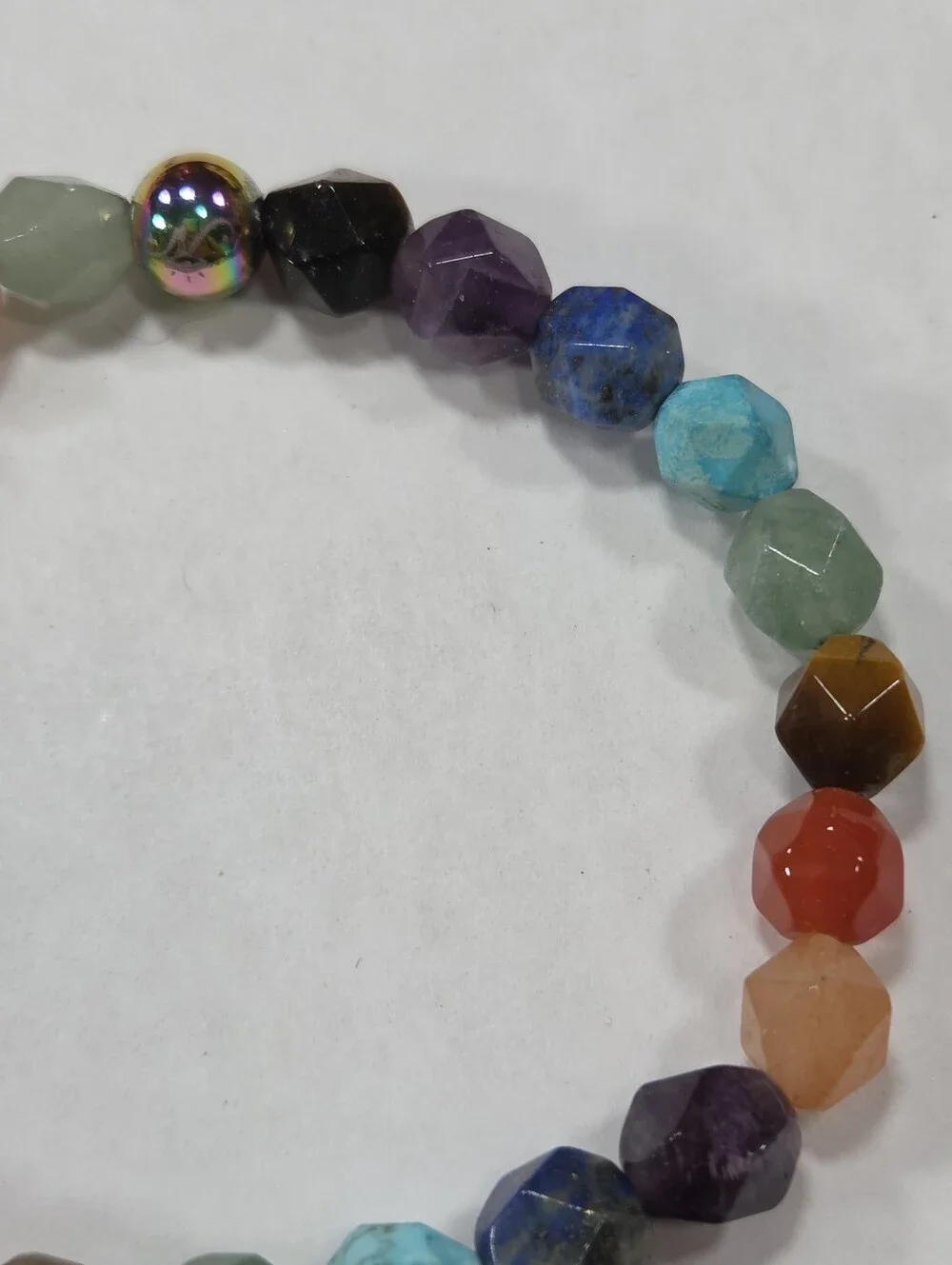 🆕️ NOGU Rainbow Chakra 7 Gemstone Geom Bracelet Unicorn Silver